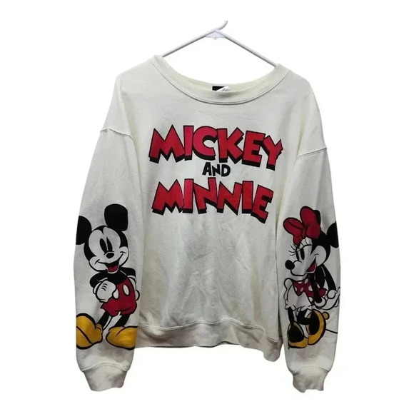 Disney Mickey‎ Minnie Mouse Sweater L 11-13 Sweatshirt Crew Neck Oversized 90s - Picture 3 of 10